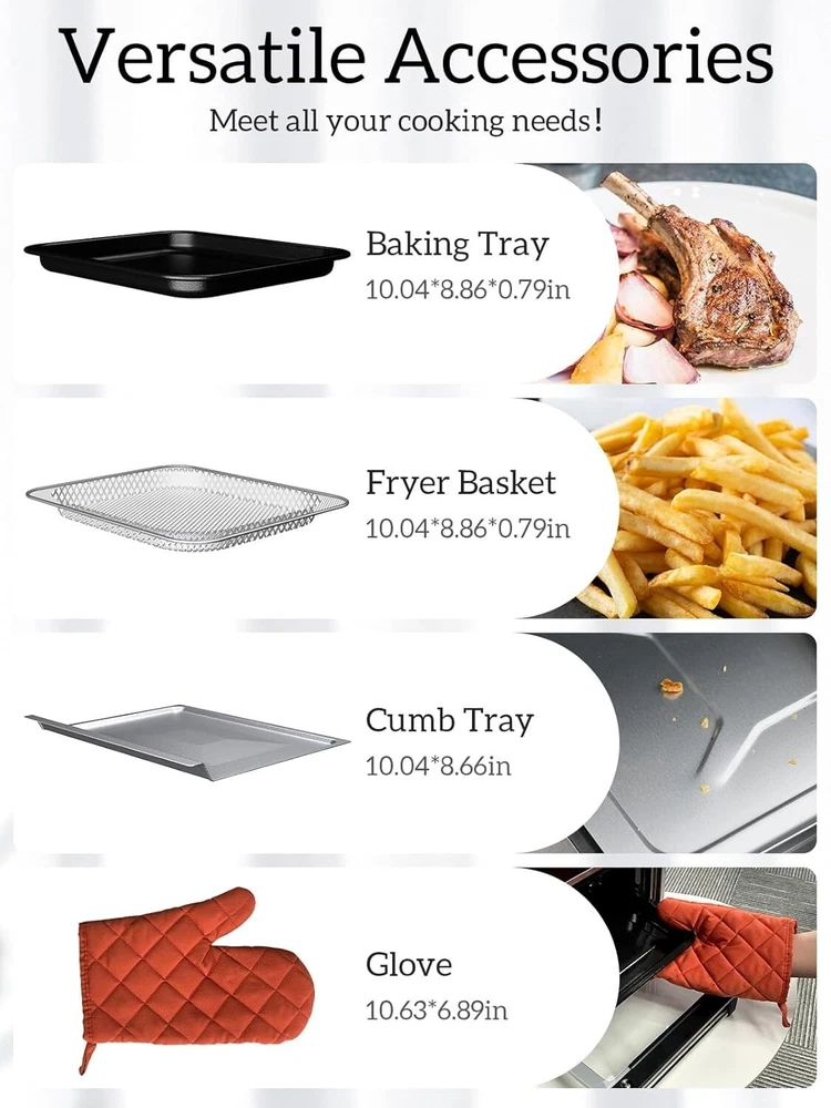 10-in-1 Air Fryer Toaster Oven Combo with 12.6QT Capacity, 9 Touch Screen Functions, Compact Countertop Design 10-in-1 Air Fryer Toaster Oven Combo with 12.6QT Capacity, 9 Touch Screen Functions, Compact Countertop Design