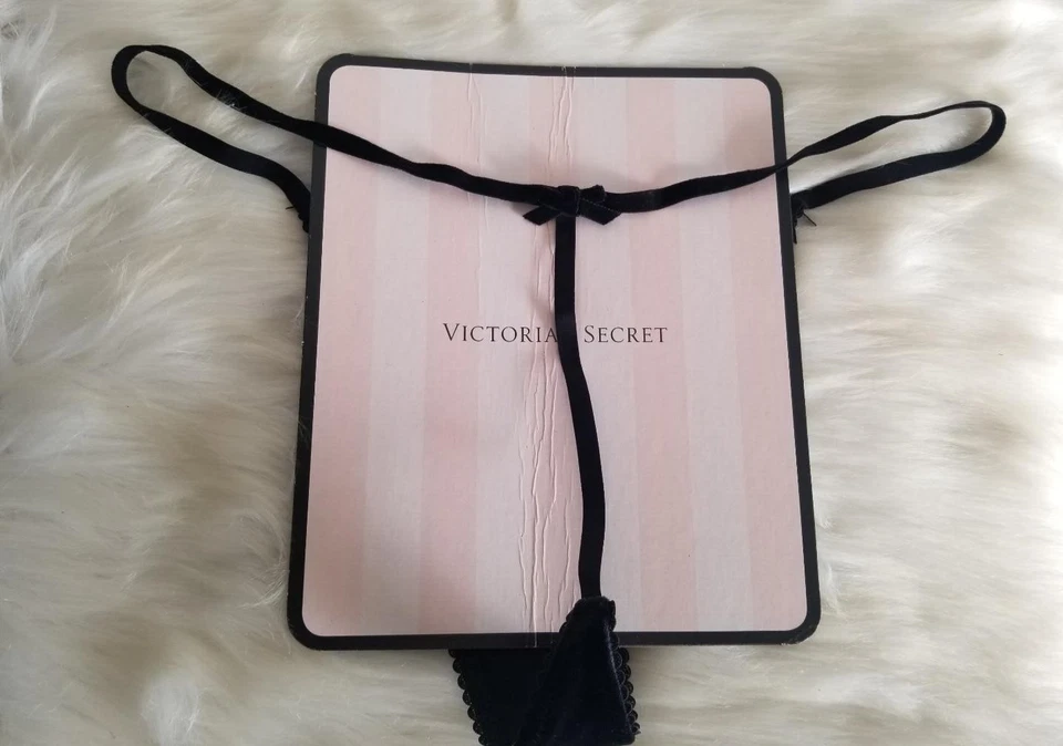 VICTORIA'S SECRET NEGRO XL TERCIOPELO TANGA PANTY NUEVO CON ETIQUETAS Foto 2 de 4