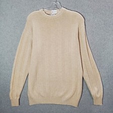 Zara Men Sweater Medium Beige Wool Rib Knit Pullover