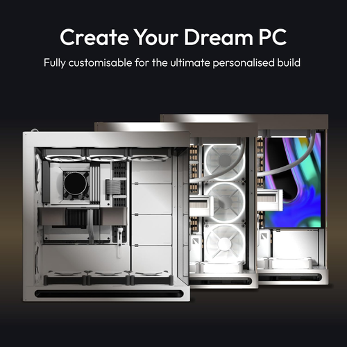 HS 420 Dual-Chamber Mid Tower PC Gehäuse ATX weiß | Hybrid Design, 11x 140mm Lüfter S - Bild 5 von 6