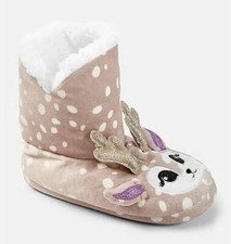 Justice Girls Reindeer Slipper Booties Winter Holiday Christmas Boots Slippers