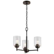 KICHLER Winslow 18 in. 3-Light Olde Bronze Mini Chandelier w/ Shades