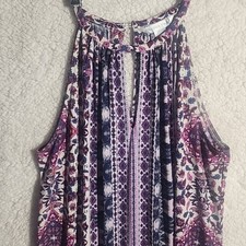 London Times Size 8/9 Med Dress Boho Chic Multicolor Paisley Palm Halter Dress