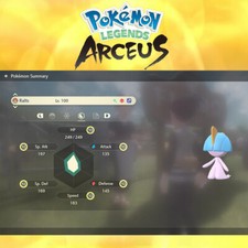 Statistiche livelli massimo sforzo SHINY RALTS - Leggende Pokemon Arceus -
