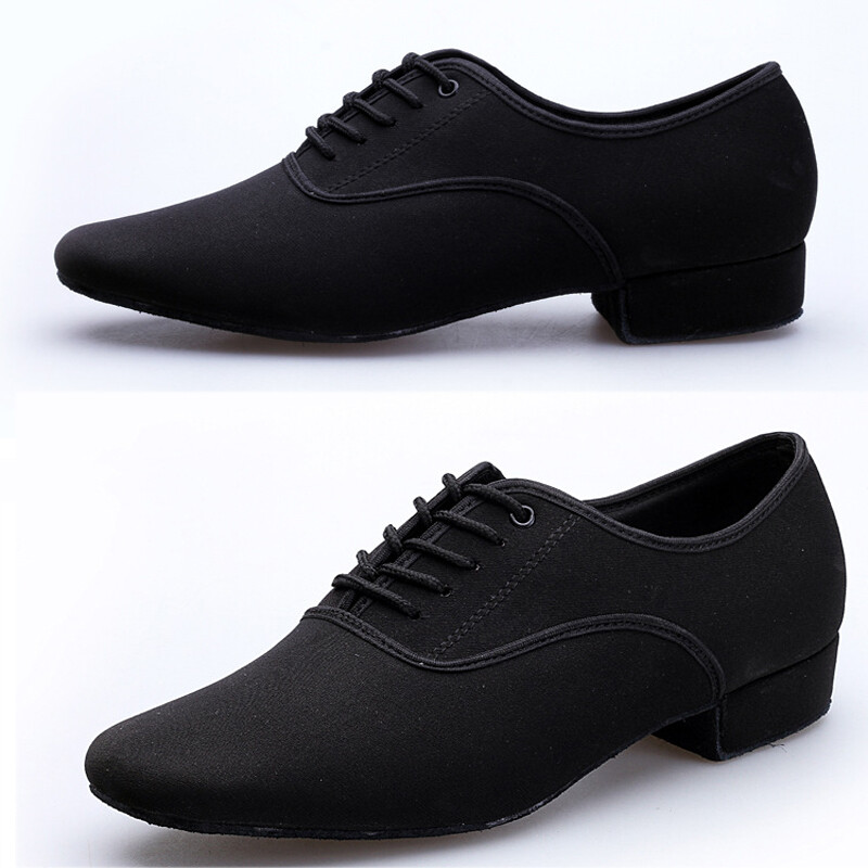 Zapatos de baile negros para hombre tacón bajo tango moderno salón de baile latino parte inferior suave