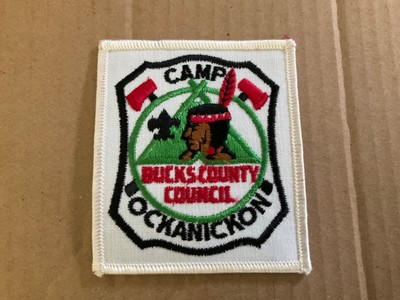 Camp Ockanickon White Border Rectangle Older Patch Bucks County Council