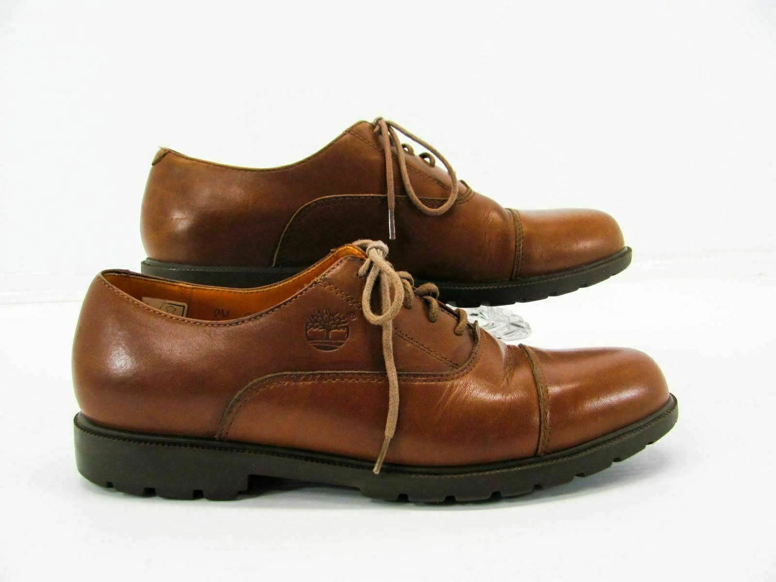 Timberland scarpe uomo impermeabili taglia 9 marroni punta a cappuccio Oxford usate qp