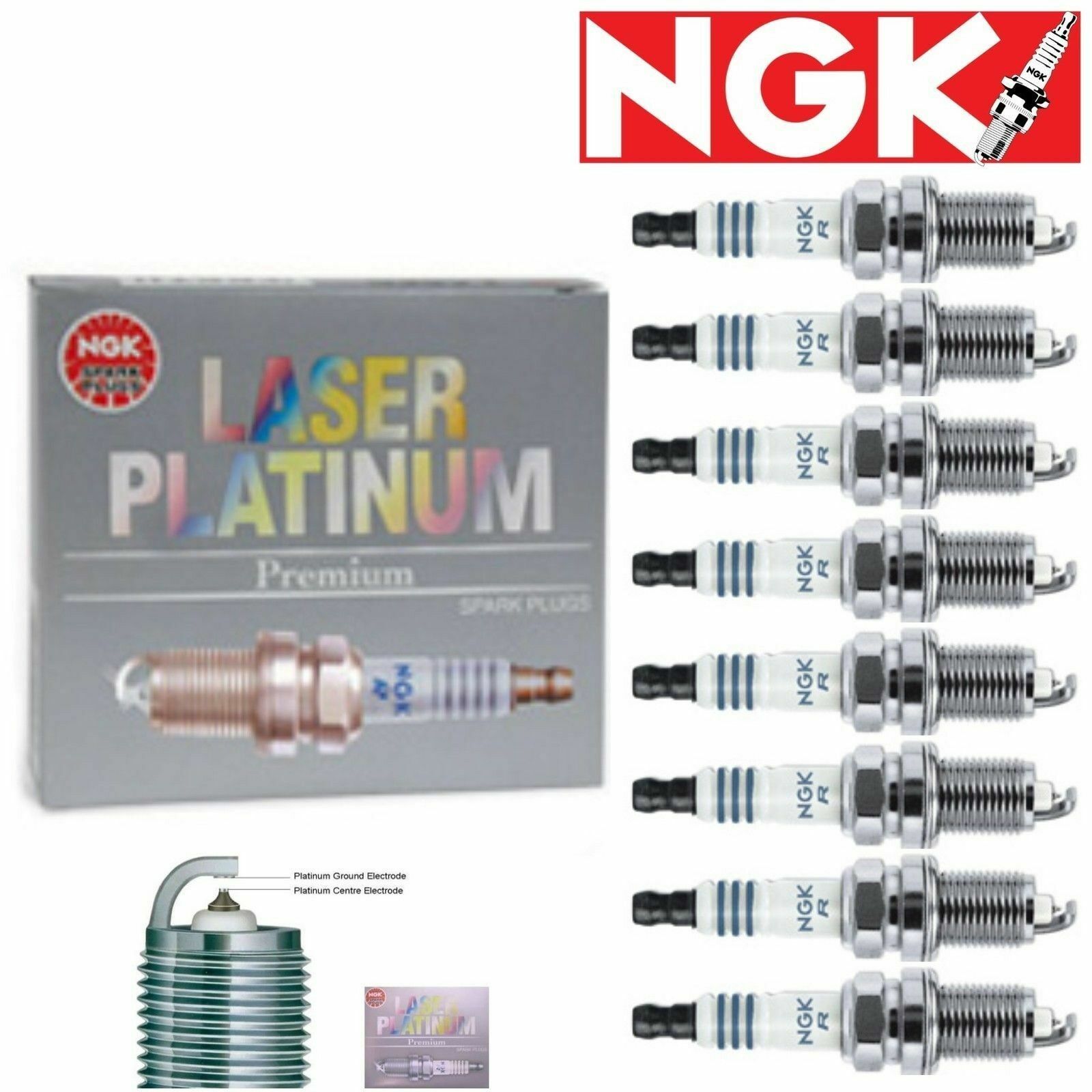 8 x Spark Plugs NGK Laser Platinum for 2003-2004 Maserati Coupe 4.2L V8
