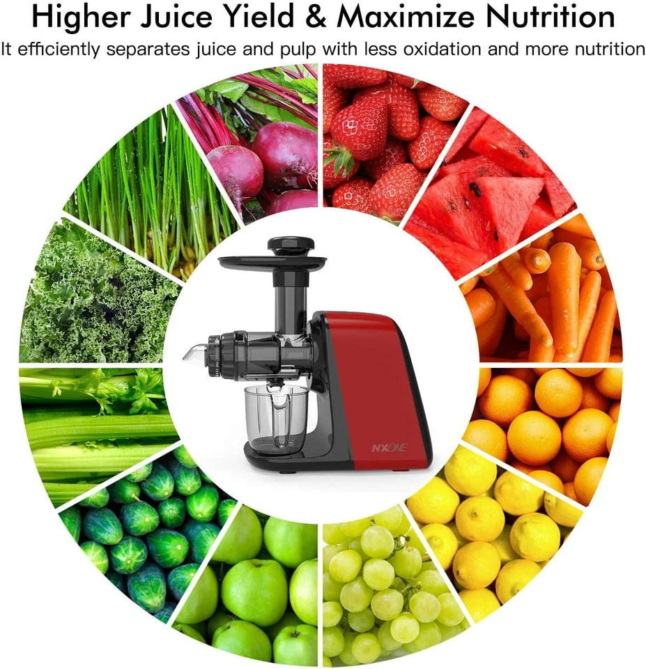 Exprimidor de Masticación Lenta, Extractor Exprimidor de Prensa Fría con Motor Queit/No Rotura Foto 4 de 4