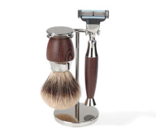 Luxury Shaving Set with Silvertip Badger Brush and Wedge Wood Handles by Erbe -