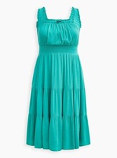 Torrid Green Midi Dress Smocked Crinkle Gauze Aqua NWT New 0X