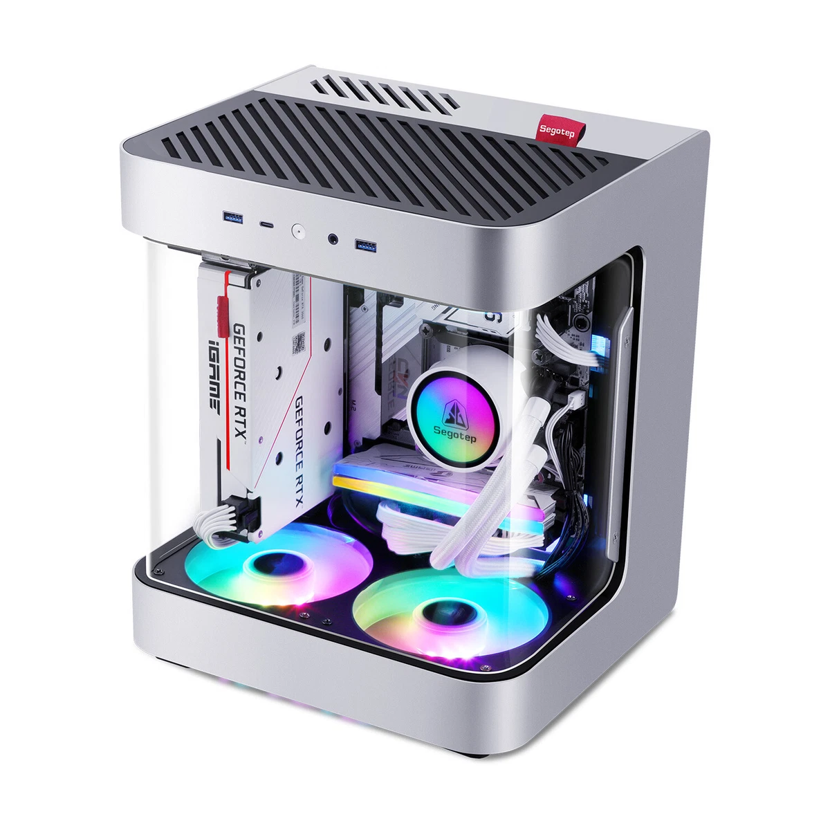 Segotep Slath MINI ITX Gaming Case with 2*120mm ARGB Fans GPU Vertically  Mount