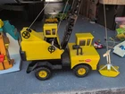 Tonka Mighty Vintage Yellow Pressed Steel Construction Crane Truck Toy MR-970