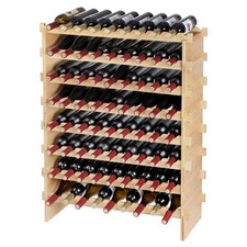 Uimoso 48/72Bottle Stackable Modular Wine Rack Bamboo Wood Display Shelf 6/8Tier