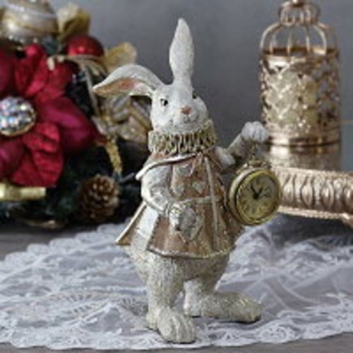 Alicia en el País de las Maravillas Blanco Conejo Reloj Estatua Estilo Antigu...