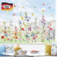 wondever Fensterbilder Blumen GäNseblüMchen Schmetterling Fenstersticker