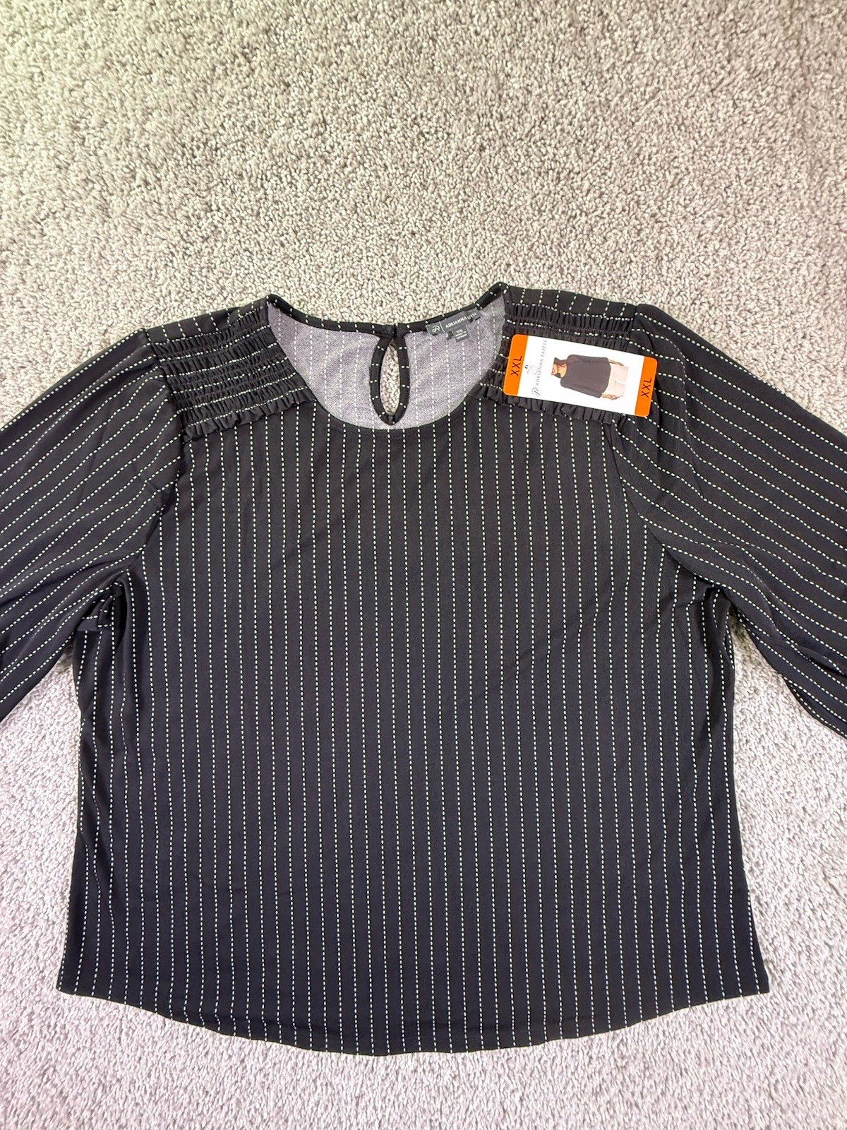 NWT Adrianna Papell Women's 3/4 Sleeve Stretch Smocked Shoulder Blouse XXL