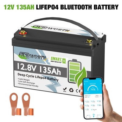 LiFePO4 Akku 12V 135AH Bluetooth Lithium Batterie JBD BMS Boot Solaranlage RV EU