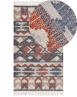 Teppich Jute Mehrfarbig / Bunt 80 X 150 Cm Geometrisches Muster Fransen Kalfa
