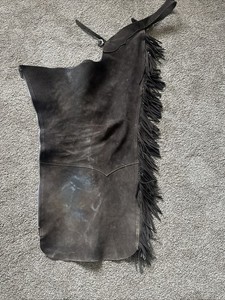 Barnstable Riding Chaps Western Fringe Leather Brown Medium Large