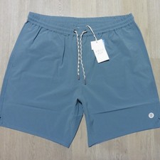 FREE FLY Mens L LARGE ANDROS SHORTS PACIFIC BLUE STRETCH TRUNK FISHING SWIM 7"