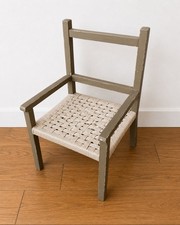 Mid Century Scandinavian Rustic Childs Wooden Woven Chair Vintage Retro