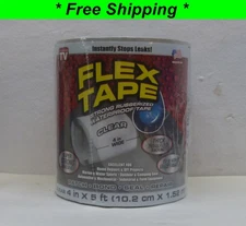 Flex Tape Strong Rubberized Waterproof Tape CLEAR, 4" x 5ft - Stops Leaks Sealed