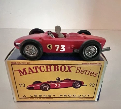 MATCHBOX LESNEY FERRARI RACE CAR-No.73 A- VERY GOOD CAR W/BOX - MUST SEE FERRARI