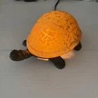 Vintage Tiffany Style Turtle Night Light Retro Lamp Bronze Stained Amber Glass