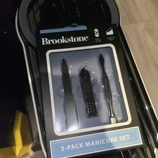 Brookstone Manicure Set Nail Clipper File scraper Black 3-Pack Stocking Stuffers