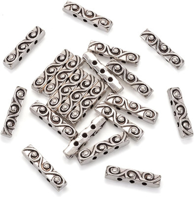 20Pcs Tibetan Style Antique Silver Alloy 3 Holes Rectangle Spacer Bar Jewelry Ma