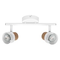 Deckenleuchte Stahl Kork Weiß Braun Flur Osram GU10 L:33,8 Cm Deckenspot BüRo