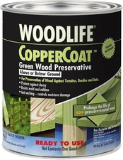 Woodlife Water-Based Coppercoat Green Wood Preservative, 1 Quarter.