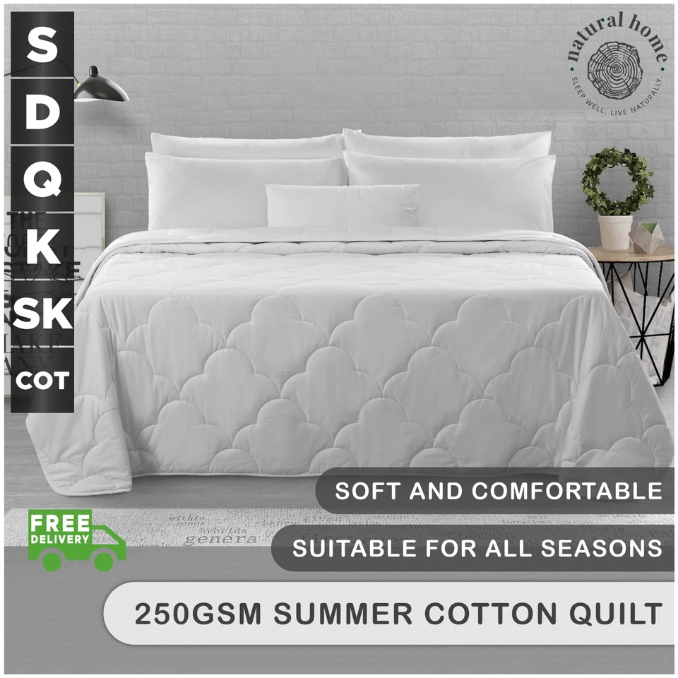Natural Home 250GSM Summer Cotton Quilt Duvet Doona Single Double Queen King