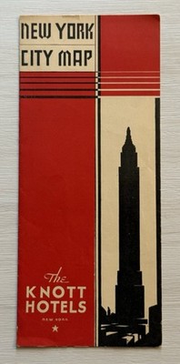 VINTAGE The Knott Hotels New York City Map Art Deco Style Tourist Brochure