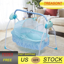 Electric Baby Cradle Crib Auto-Swing Rocking Cot Infant Baby Sleeping Bed Music