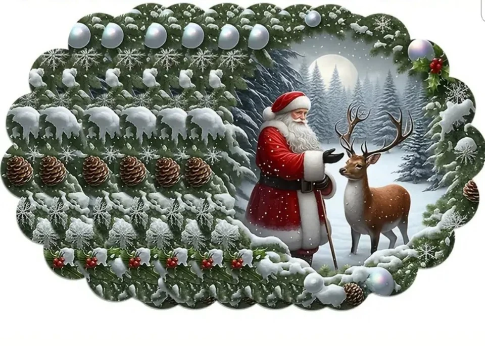 Schneemann Tischset, Weihnachten, 6 ier Set, Platzsets,  35x35cm