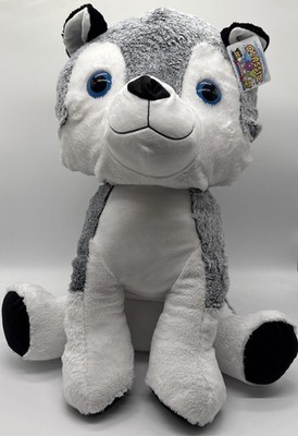 Husky Dog Plush Toy Soft Stuffed Animal Gray & White 24Inch New With Tags