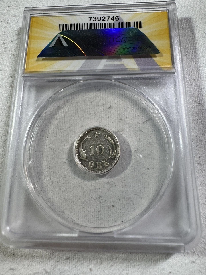 1897 Denmark 10 Ore Small Silver Coin Graded XF 45 Details Cleaned by ANACS - Image 4 of 4