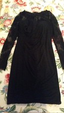 NWT Eliza J Size 6 Black Lace Sleeve Dress