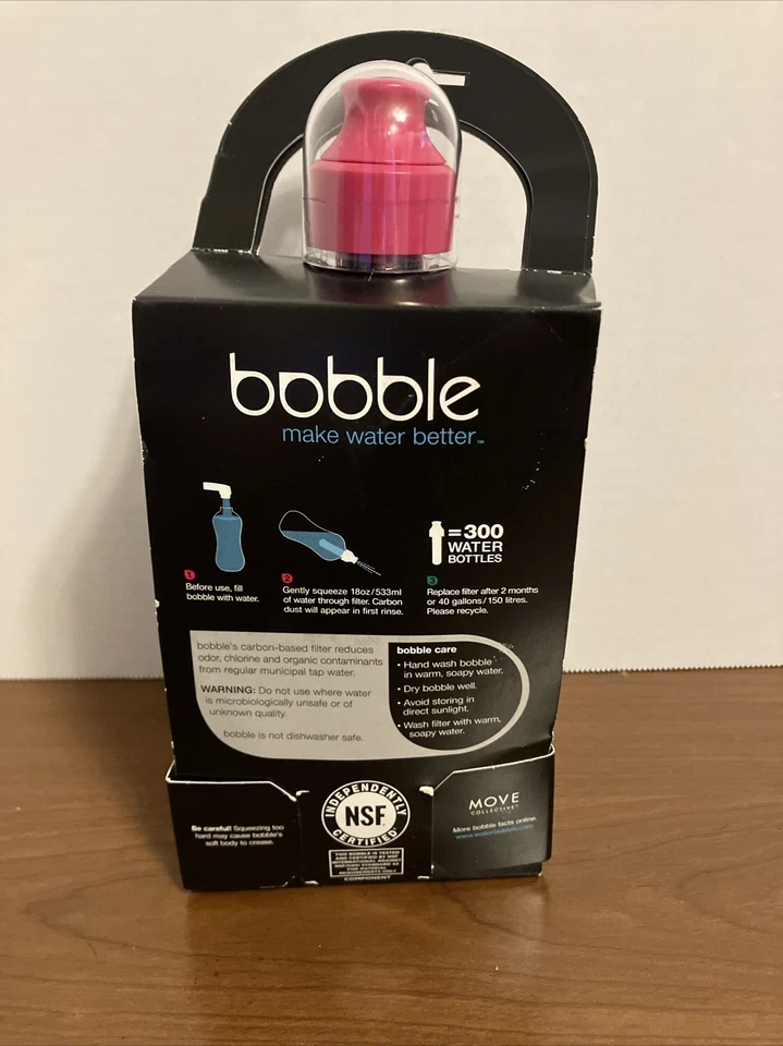 Botella de agua Bobble con filtro libre de BPA 18 oz/533 ml *NUEVA* Foto 2 de 4