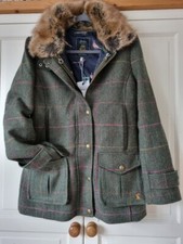 Joules Fieldcoat Jacket Luxe Tweed Removable Gilet Green Size 12
