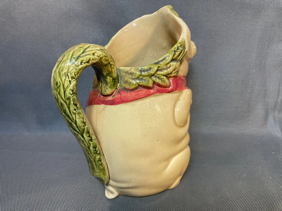 Ancien pichet pot à eau en céramique forme de cochon vintage déco cuisine cassé - Photo 3/4