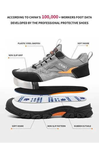 Breathable Men's Work Shoes Steel Toe Anti Smash Safety Boots Fashion Sneakers - Picture 10 of 24
