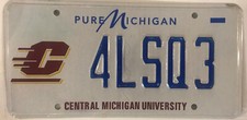 CENTRAL MICHIGAN UNIVERSITY CHIPPEWAS license plate CMU Mount Pleasant Cmich LSQ
