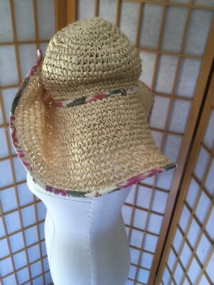 August Hat Company Floppy Paper Crochet Wide Brim Beige  display picture 1