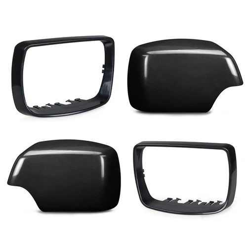 Set of 4 Side Rearview Mirror Cover Cap & Trim Ring For BMW X5 E53 2000-2006