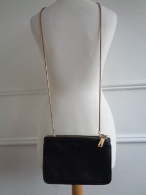 TED BAKER CROSSBODY SHOULDER BAG BLACK GOLD CHAIN STRAP UK