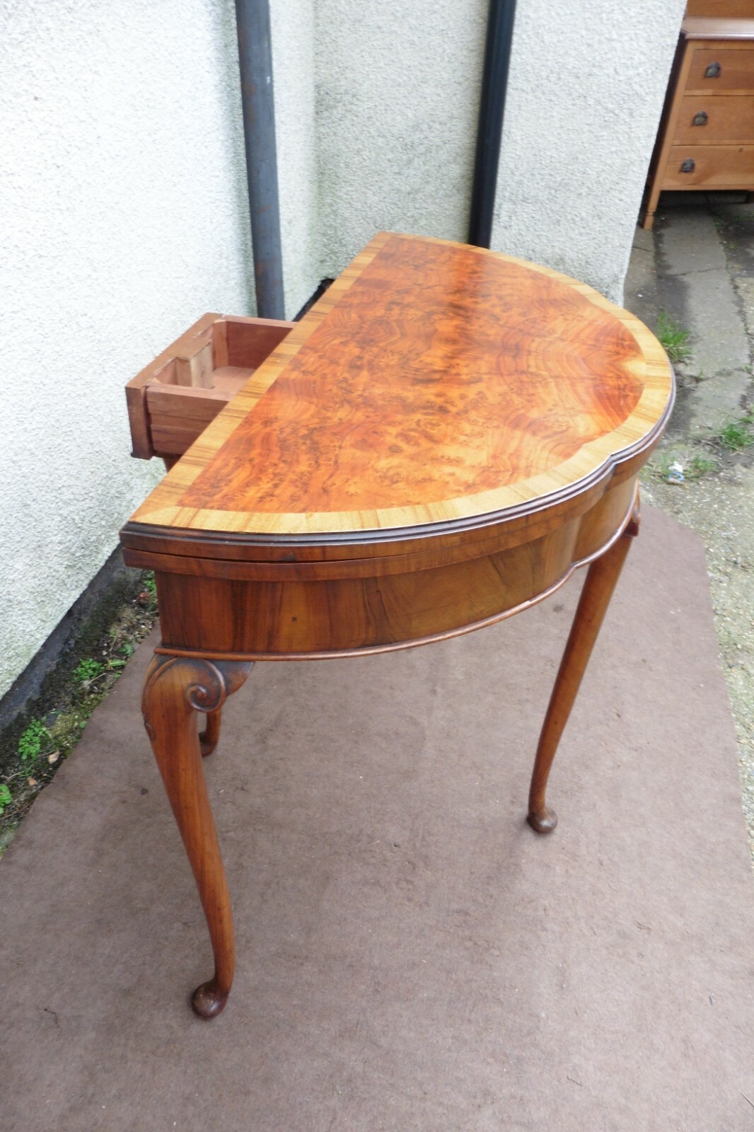 ANTIQUE VINTAGE WALNUT FOLDING TOP CARD TABLE, SIDE TABLE, TEA TABLE