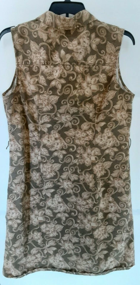 Vestido Charter Club para mujer talla grande con botones talla 16W marrón floral sin mangas Foto 2 de 4